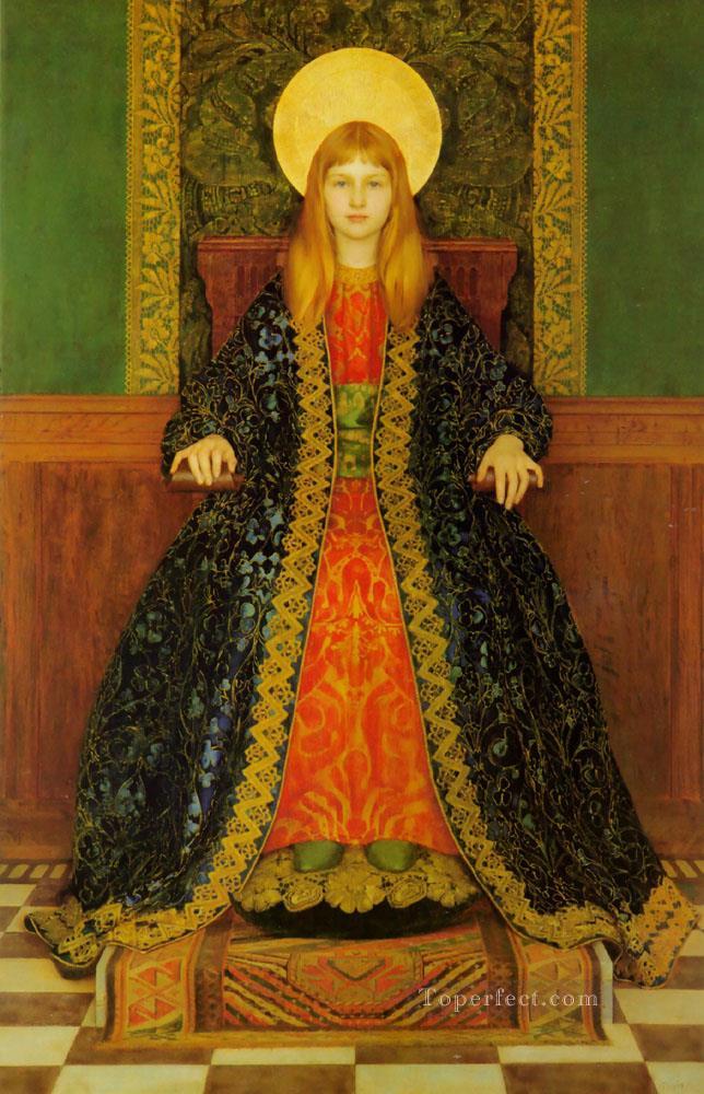 The Child Enthroned Pre Raphaelite Thomas Cooper Gotch Oil Paintings